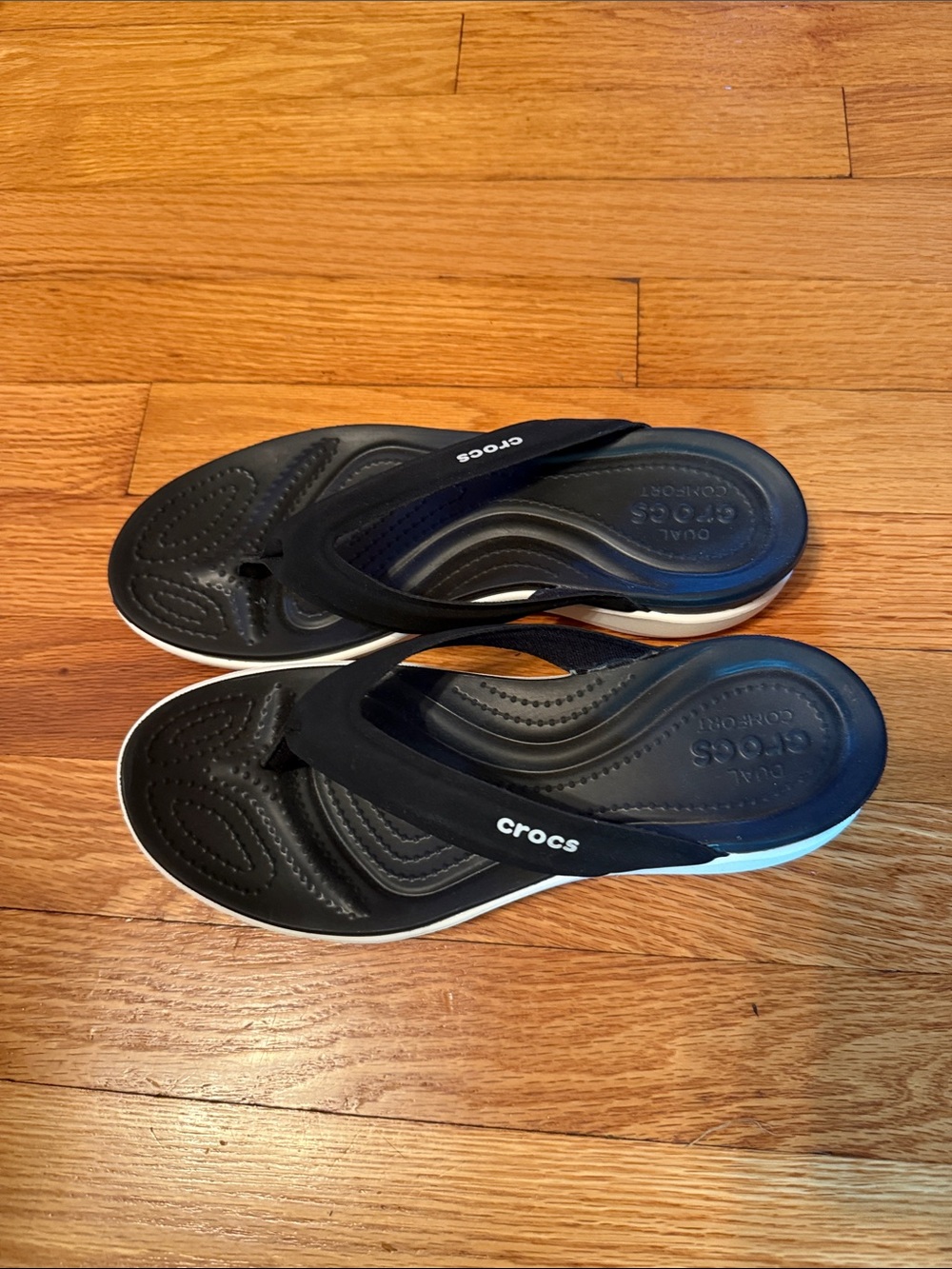 CROCS Men’s Black & White Comfort Flip Flops